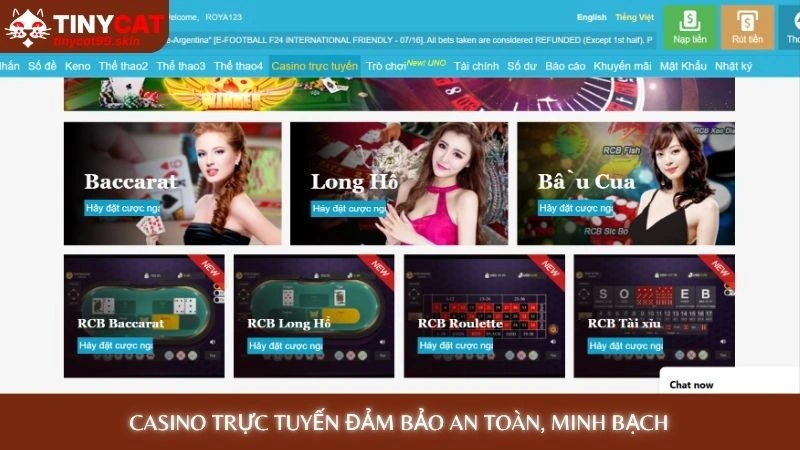 Casino trực tuyến đảm bảo an toàn, minh bạch